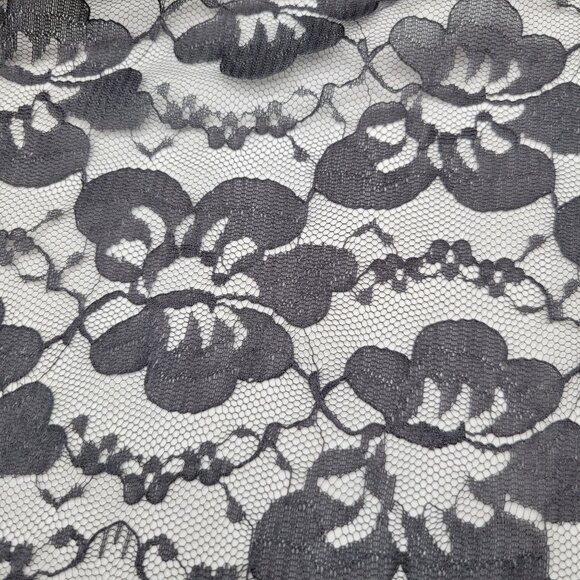 Black Floral Lace Fabric For Sewing and Crafting Halloween 88 x 60 - Picture 2 of 3